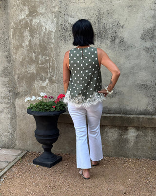 Polka Dot Sleeveless Top With Lace Detail - Annie Jack TX