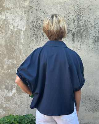 Midnight Navy Top with Green Placard Design - Annie Jack TX