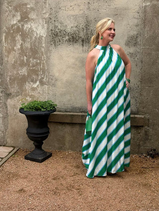 Seaside Striped Halter Maxi Dress - Annie Jack TX