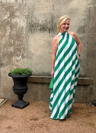 Seaside Striped Halter Maxi Dress - Annie Jack TX