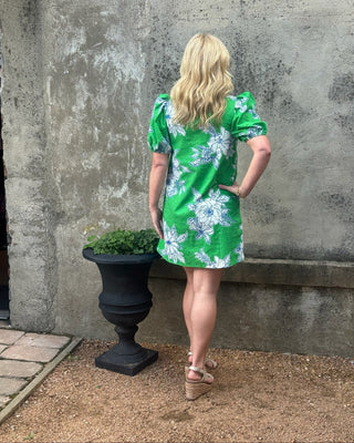 Gardenia Eyelet Print Button Down Dress - Annie Jack TX
