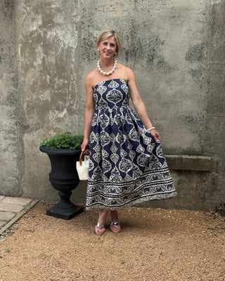 Strapless Floral Print Dress - Annie Jack TX