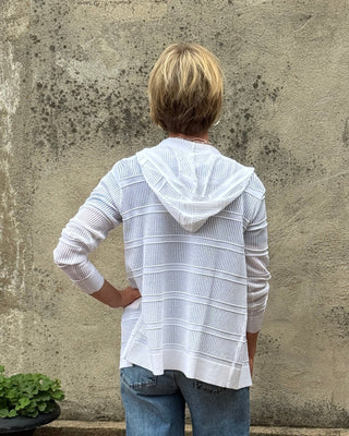 Cassie Hooded Pointelle Striped Cardigan - Annie Jack TX