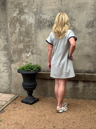 Solid Short Sleeve Dress with Sporty Trim - Annie Jack TX
