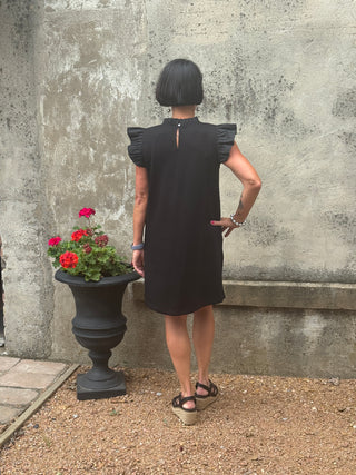Pleated Cap Sleeve Dress with Front Pockets - Annie Jack TX