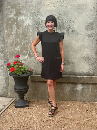 Pleated Cap Sleeve Dress with Front Pockets - Annie Jack TX