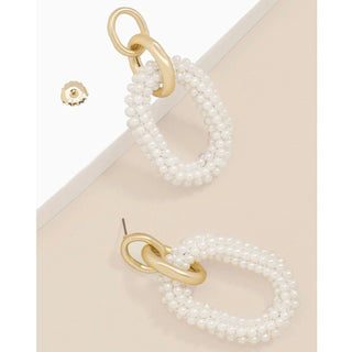 Pearl Beaded Cable Link Earring - Annie Jack TX
