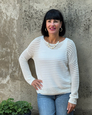 Seaside Fishnet Crochet Knit Sweater - Annie Jack TX