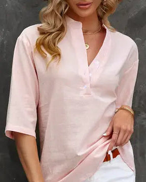 Pink Mandarin Neck Blouse - Annie Jack TX