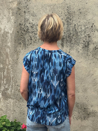 Ocean Blues Watercolor Print Top - Annie Jack TX