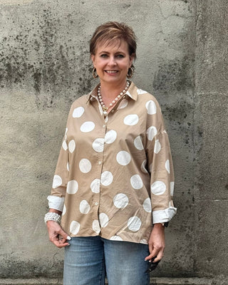 Sunny Sands Polka Dot Cotton Button Down - Annie Jack TX