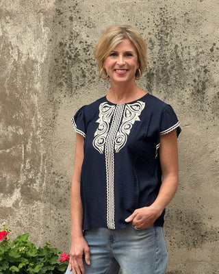 Grace Embroidered Flutter Sleeve Blouse - Annie Jack TX