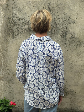 Blue Coral & Lobster Button - Down Top - Annie Jack TX