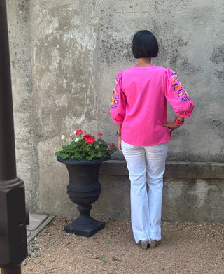 Floral Puff Sleeve Button Down Top