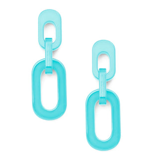 Pair of turquoise chain-link earrings on a white background