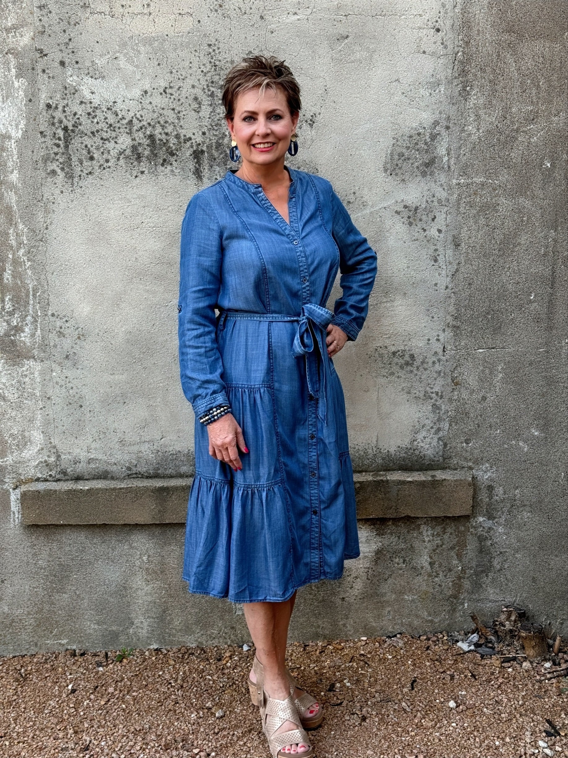 Chambray Buttondown Dress - Annie Jack TX