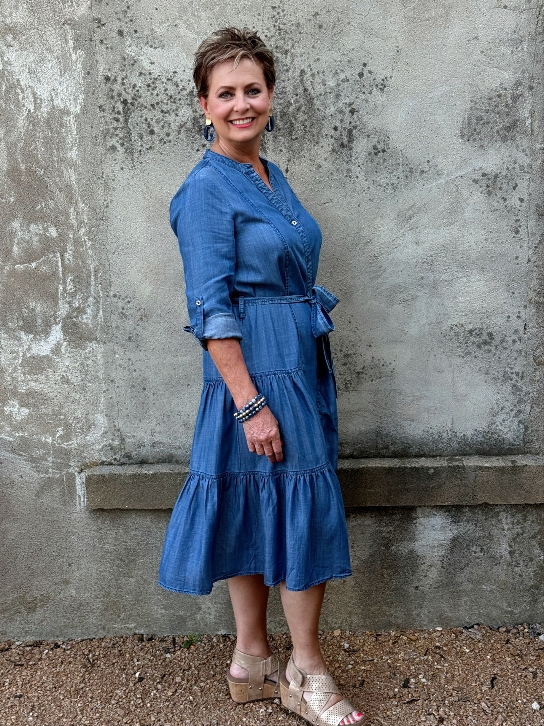 Chambray Buttondown Dress - Annie Jack TX