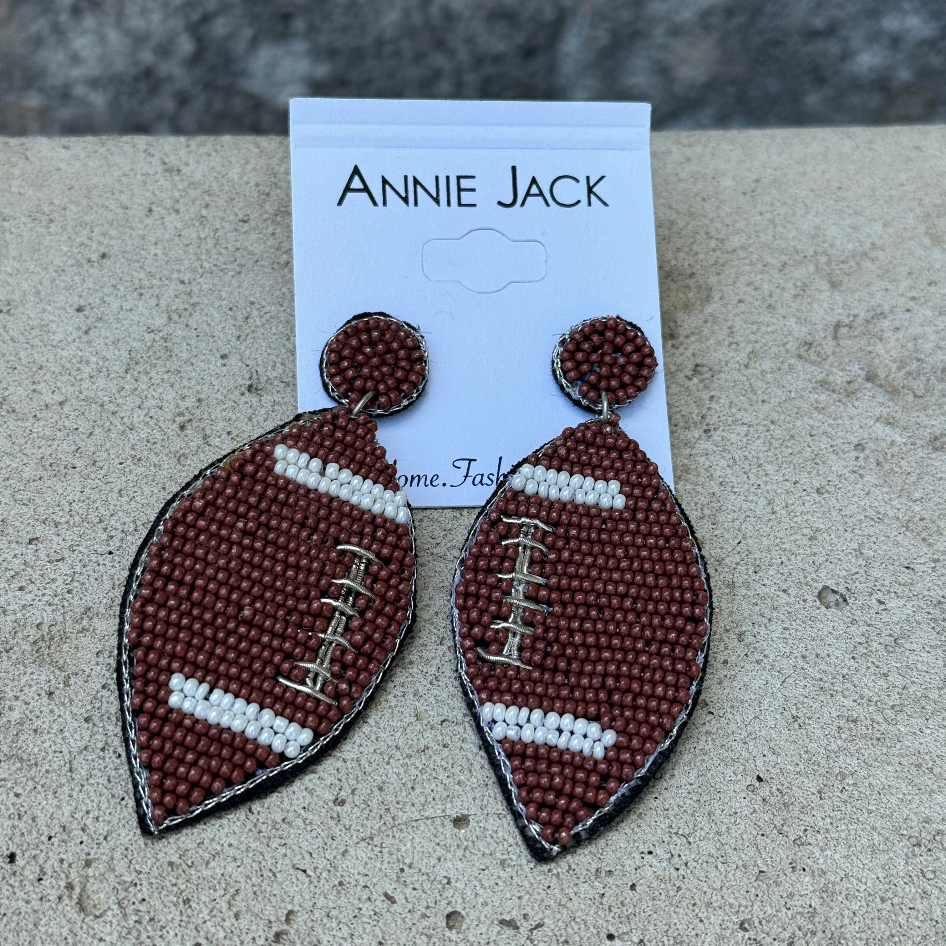 Football  Beaded Earring - Annie Jack TX