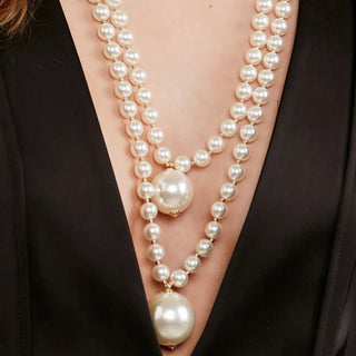 Double Pearl Long Necklace - Annie Jack TX