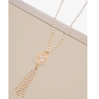 Luminous Pearl Bubble Tassel Statement Necklace - Annie Jack TX