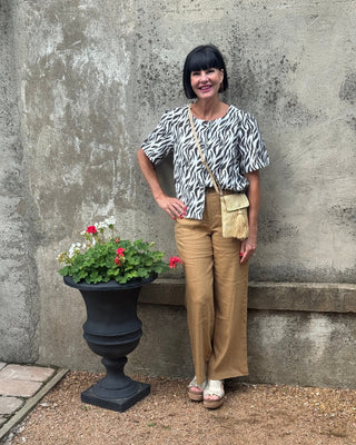 Meg Linen High Rise Wide Straight Leg - Annie Jack TX