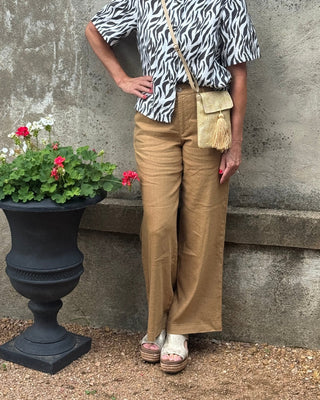 Meg Linen High Rise Wide Straight Leg - Annie Jack TX