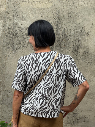 Wild Side Zebra Short Sleeve Button-Down Top - Annie Jack TX