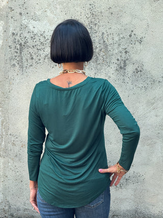 Long Sleeve V Neck Top - Annie Jack TX
