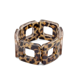 Resin Leopard Stretch Block Bracelet - Annie Jack TX