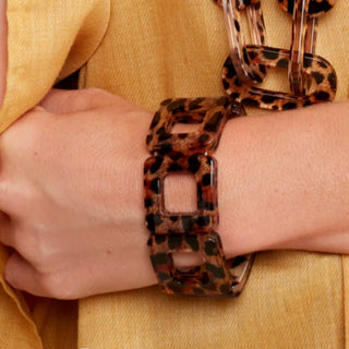 Resin Leopard Stretch Block Bracelet - Annie Jack TX