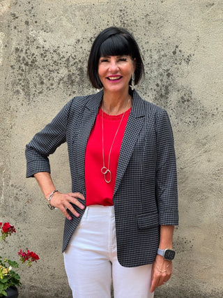 The Classic Grid Tailored Blazer - Annie Jack TX