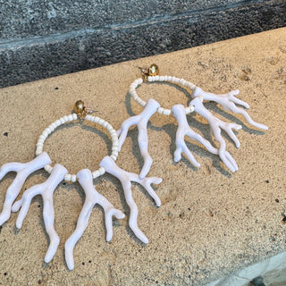 Coastal White Coral Branch Statement Earrings - Annie Jack TX