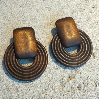 Geometric Wood Circle Earrings - Annie Jack TX