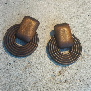 Geometric Wood Circle Earrings - Annie Jack TX
