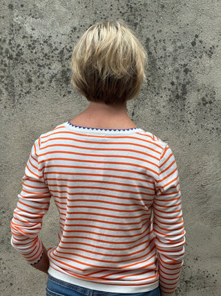 Sunset Stripe Blanket Stitch Summer Sweater - Annie Jack TX