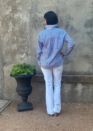 Stars and Stripes Embroidered Button-Down Shirt - Annie Jack TX