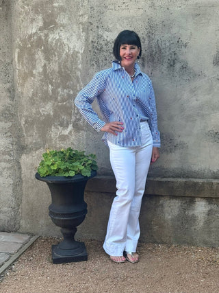 Stars and Stripes Embroidered Button-Down Shirt - Annie Jack TX