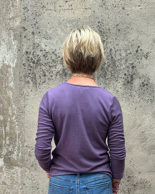 Purple Button Down Textured Top - Annie Jack TX