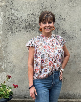 Sienna Medallion Geometric Print Top - Annie Jack TX