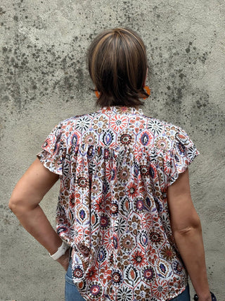 Sienna Medallion Geometric Print Top - Annie Jack TX