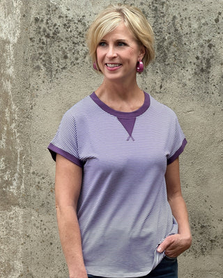 Everyday Purple Pinstripe Jersey Tee - Annie Jack TX