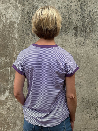 Everyday Purple Pinstripe Jersey Tee - Annie Jack TX