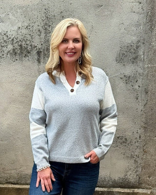 Henley Color Block Sweater - Annie Jack TX