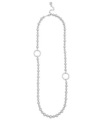 Metal Circle Charm Beaded Long Necklace - Annie Jack TX