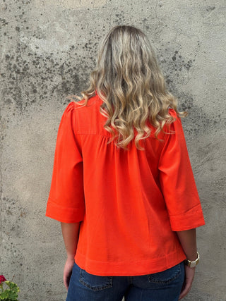 Ruffle Neck Crinkle Blouse in Multiple Colors - Annie Jack TX