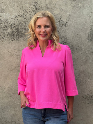 Ruffle Neck Crinkle Blouse in Multiple Colors - Annie Jack TX