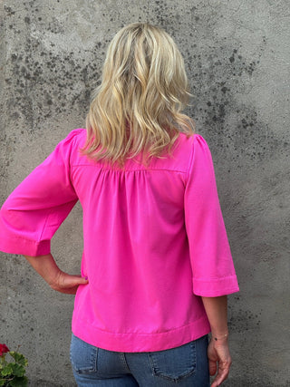 Ruffle Neck Crinkle Blouse in Multiple Colors - Annie Jack TX