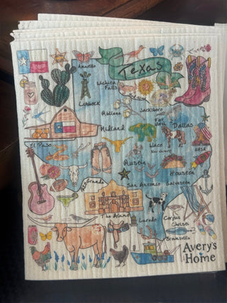 Texas Map Swedish Cloth - Annie Jack TX