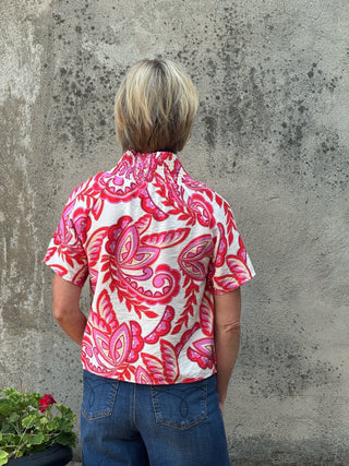 Vibrant Floral with Stripe Detail Blouse - Annie Jack TX
