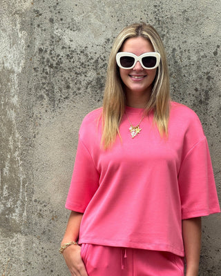 Athleisure Drop Shoulder Short Sleeve Top - Annie Jack TX